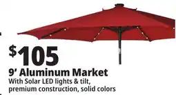 Ocean State Job Lot 9' Aluminum Market Umbrella with Solar LED Lights offer