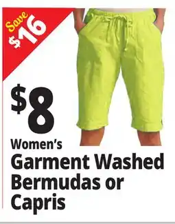 Ocean State Job Lot Women's Garment Washed Bermudas or Capris offer
