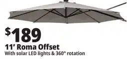 Ocean State Job Lot 11' Roma Offset Patio Umbrella with Solar LED Lights Beige offer