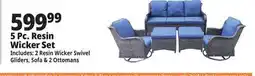 Ocean State Job Lot 5-Piece Resin Wicker Set Blue/Dark Brown offer