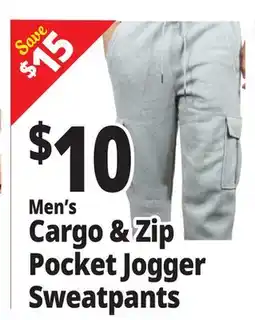 Ocean State Job Lot Men's Cargo & Zip Pocket Jogger Sweatpants offer