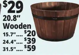 Ocean State Job Lot Whiskey Barrel Wood Planter 20.8 offer