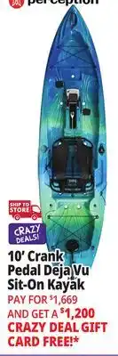 Ocean State Job Lot Perception Crank 10.0 Recreational Pedal Kayak Deja Vu offer