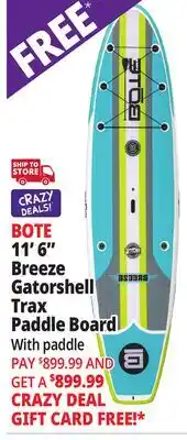 Ocean State Job Lot BOTE 11' x 6 Breeze Gatorshell Trax Paddle Board with Paddle Citron offer