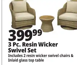 Ocean State Job Lot 3-Piece Resin Wicker Swivel Bistro Set offer