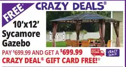 Ocean State Job Lot ShelterLogic 10' x 12' Sycamore Steel Frame Gazebo with Hardtop Roof Dark Coffee offer