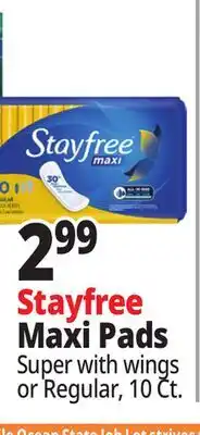 Ocean State Job Lot Stayfree Maxi Pads offer
