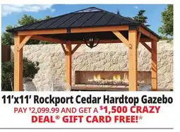 Ocean State Job Lot Rockport 11' x 11' Cedar Wood Hard Top Gazebo offer