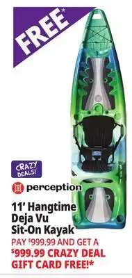 Ocean State Job Lot Perception Hangtime 11.0 Recreational Kayak Deja Vu offer