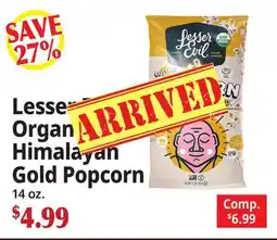 Ocean State Job Lot Lesser Evil Organic Himalayan Gold Popcorn offer