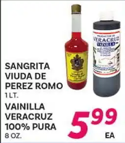 El Paso Grande SANGRITA VIUDA DE PEREZ ROMO 1 LT. VAINILLA VERACRUZ 100% PURA 8 OZ offer
