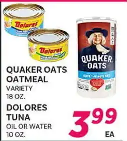 El Paso Grande QUAKER OATS OATMEAL VARIETY, DOLORES TUNA offer