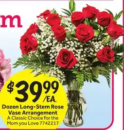 Stop&Shop Dozen Long-Stem Rose Vase Arrangement offer