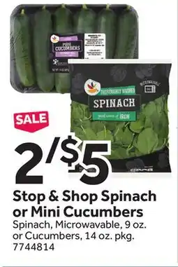 Stop&Shop Stop & Shop Spinach or Mini Cucumbers offer