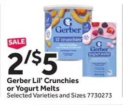 Stop&Shop Gerber Lil' Crunchies or Yogurt Melts offer