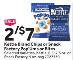 Stop&Shop Kettle Brand Chips or Snack Factory Pop'Ums or Bites offer