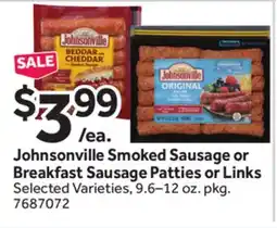 Stop&Shop Johnsonville Smoked Sausage or Breakfast Sausage Patties or Links offer