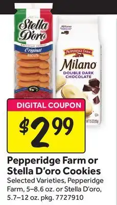 Stop&Shop Pepperidge Farm or Stella D'oro Cookies offer