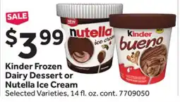Stop&Shop Kinder Frozen Dairy Dessert or Nutella Ice Cream offer