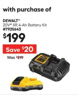 Lowe's 20VF XR 4-Ah Battery Kit offer