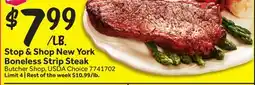Stop&Shop Stop Shop New York Boneless Strip Steak offer