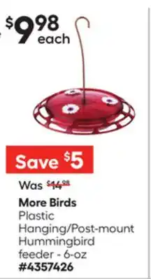 Lowe's Plastic Hanging/Post-mount Hummingbird feeder offer