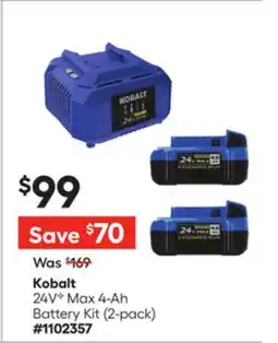 Lowe's Kobalt 24VC Max 4-Ah Battery Kit offer