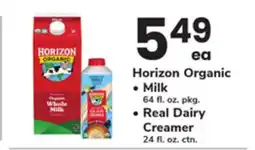 ACME Horizon Organic, Milk 64 fl. oz. pkg., Real Dairy Creamer 24 fl. oz. ctn offer