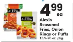 ACME Alexia Seasoned Fries, Onion Rings or Puffs offer