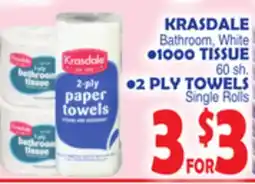 Bravo Supermarkets KRASDALE Bathroom, White • 1000 TISSUE offer