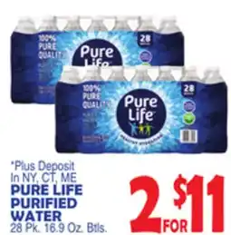 Bravo Supermarkets PURE LIFE PURIFIED WATER 28 Pk. 16.9 Oz. Btls offer