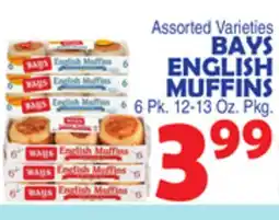 Bravo Supermarkets BAY'S ENGLISH MUFFINS 6 Pk. 12-13 Oz. Pkg offer