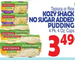 Bravo Supermarkets KOZY SHACK NO SUGAR ADDED PUDDING 4 Pk. 4 Oz. Cups offer