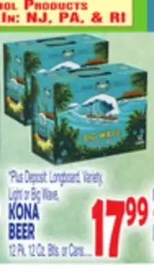 Bravo Supermarkets KONA BEER 12 Pk. 12 Oz. Btls. or Cans offer
