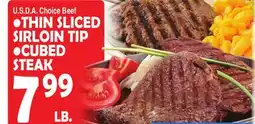 Bravo Supermarkets •THIN SLICED SIRLOIN TIP CUBED STEAK STEAK offer
