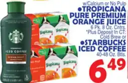 Bravo Supermarkets TROPICANA PURE PREMIUM ORANGE JUICE 6 Pk. 8 Oz. Cntrs offer
