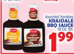 Bravo Supermarkets KRASDALE BBQ SAUCE 18 Oz. Btl offer