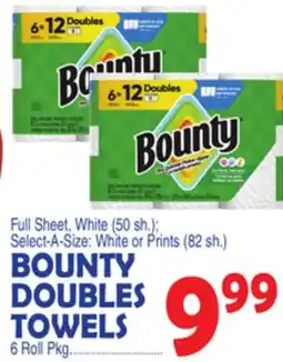 Bravo Supermarkets BOUNTY DOUBLES TOWELS 6 Roll Pkg offer