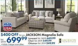 Boscov's JACKSON Magnolia Sofa offer