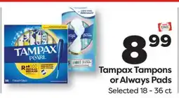Weis Markets Tampax Tampons or Always Pads offer