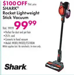 Boscov's SHARK Rocket Lightweight Stick Vacuum offer