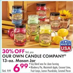 Boscov's OUR OWN CANDLE COMPANY 13-oz. Mason Jar offer