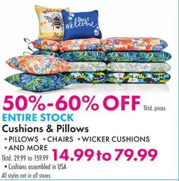 Boscov's ENTIRE STOCK Cushions & Pillows offer
