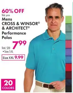 Boscov's Mens CROSS & WINSOR & ARCHITECT Performance Polos offer