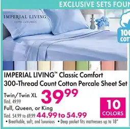 Boscov's IMPERIAL LIVING Classic Comfort 300-Thread Count Cotton Percale Sheet Set offer