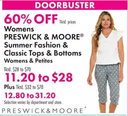 Boscov's Womens PRESWICK & MOORE Summer Fashion & Classic Tops & Bottoms offer