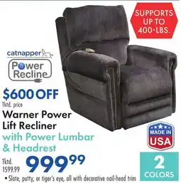 Boscov's Warner Power Lift Recliner with Power Lumbar & Headrest offer