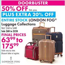 Boscov's LONDON FOG Luggage Collections offer