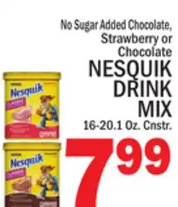 C Town NESQUIK DRINK MIX 16-20.1 Oz. Cnstr offer