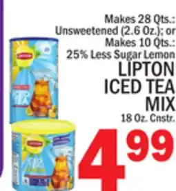 C Town LIPTON ICED TEA MIX 18 Oz. Cnstr offer